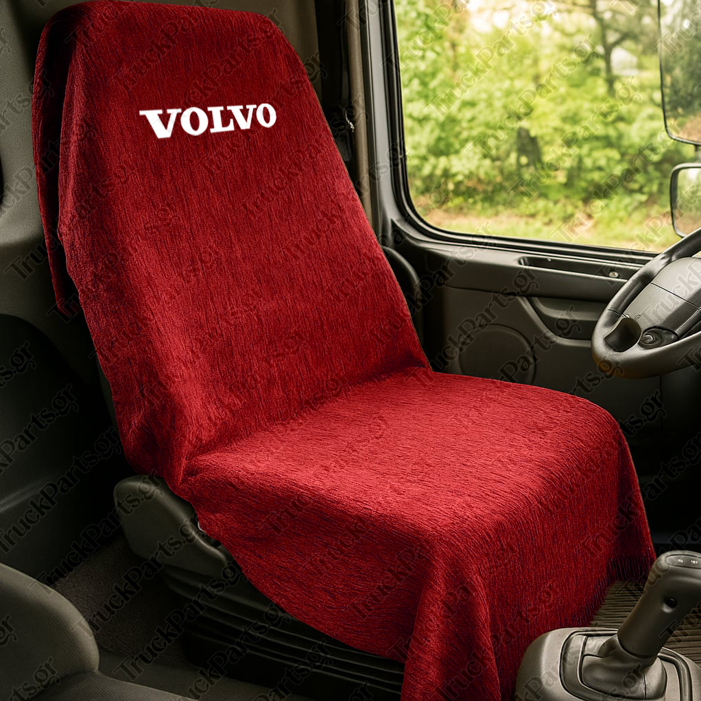 rixtari-kathismatos-fortigou-kokkino-me-lefko-logo-volvo Volvo Κάλυμμα Καθίσματος Φορτηγού – Ριχτάρι, Κόκκινο - Image 1