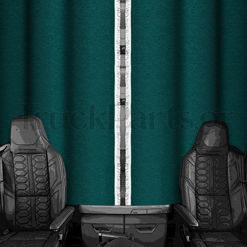 krevatiou-premium-petrol-sxedio3-lefko-4cm Iveco Κουρτίνες Κρεβατιού – Σταθερό Βελουτέ, Πετρόλ με Κρόσι 4cm – Σχέδιο 3 - Image 1