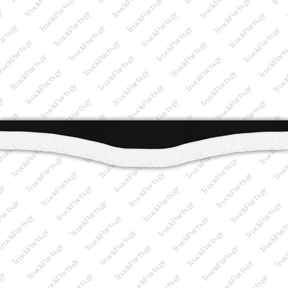 truck-windshield-pelmet-alcantara-black-with-white-fringe-10cm-design-5 Ford Κουρτινάκι Παρμπρίζ Φορτηγού – Αλκαντάρα – Μαύρο με Λευκό Κρόσι 10 cm – Σχέδιο 5